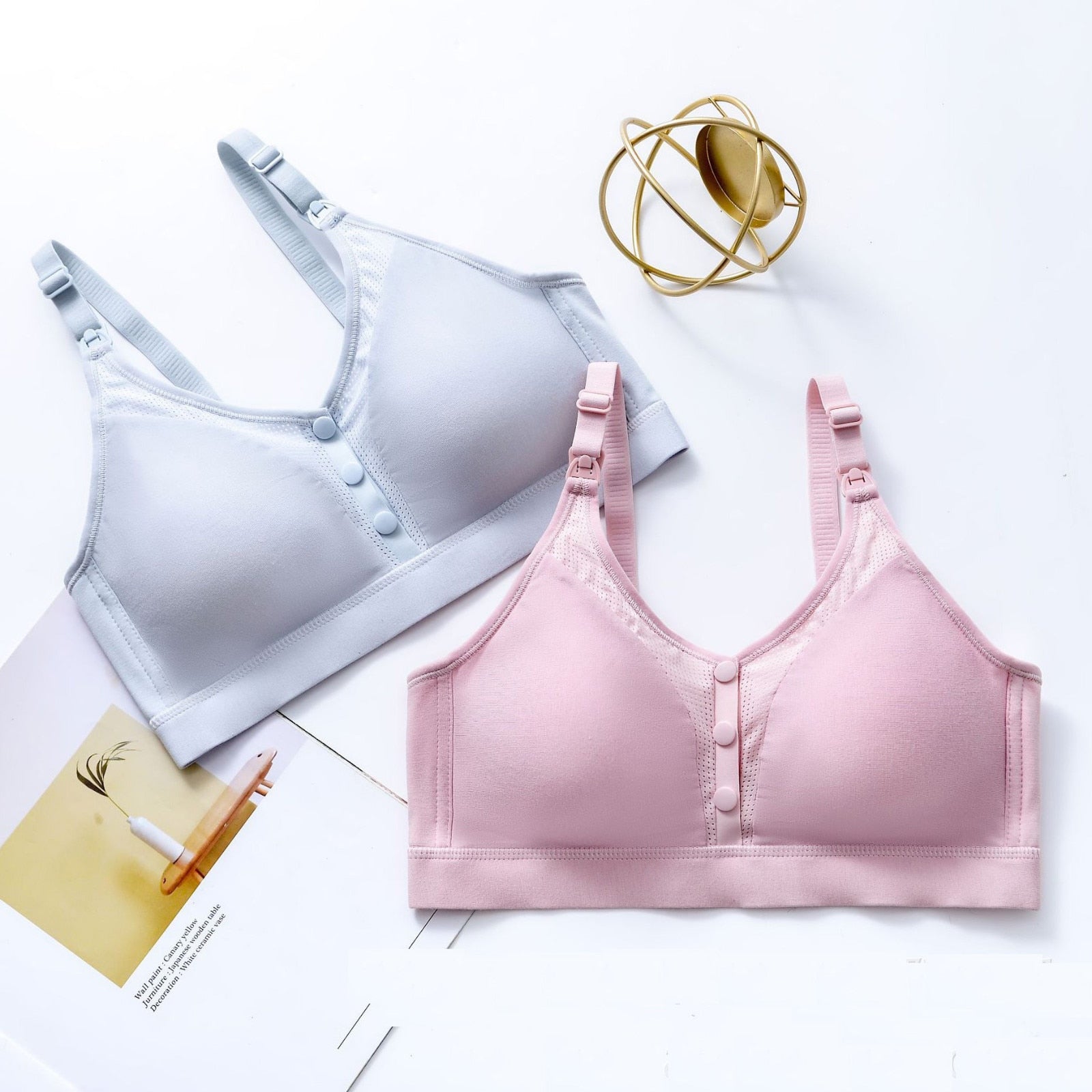 Maternity Bra Front Open Breast-feeding Bra Solid Color Button Soft Underwear Nursing Bras Maternity & Nursing Bras