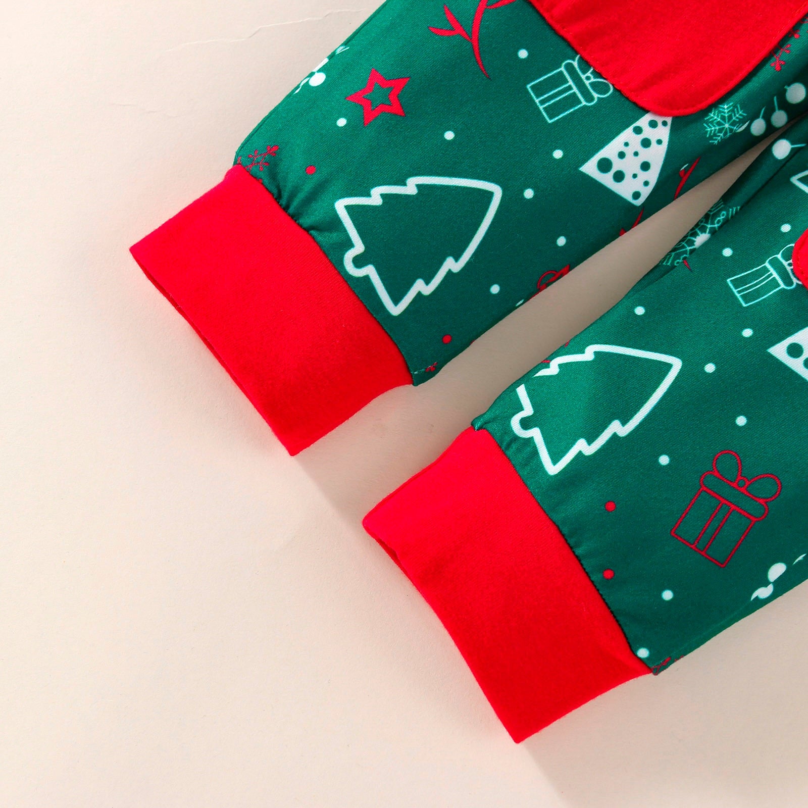 2PCS Infant unisex Christmas Cartoon Striped Printed long sleeve Romper w Pants Trousers