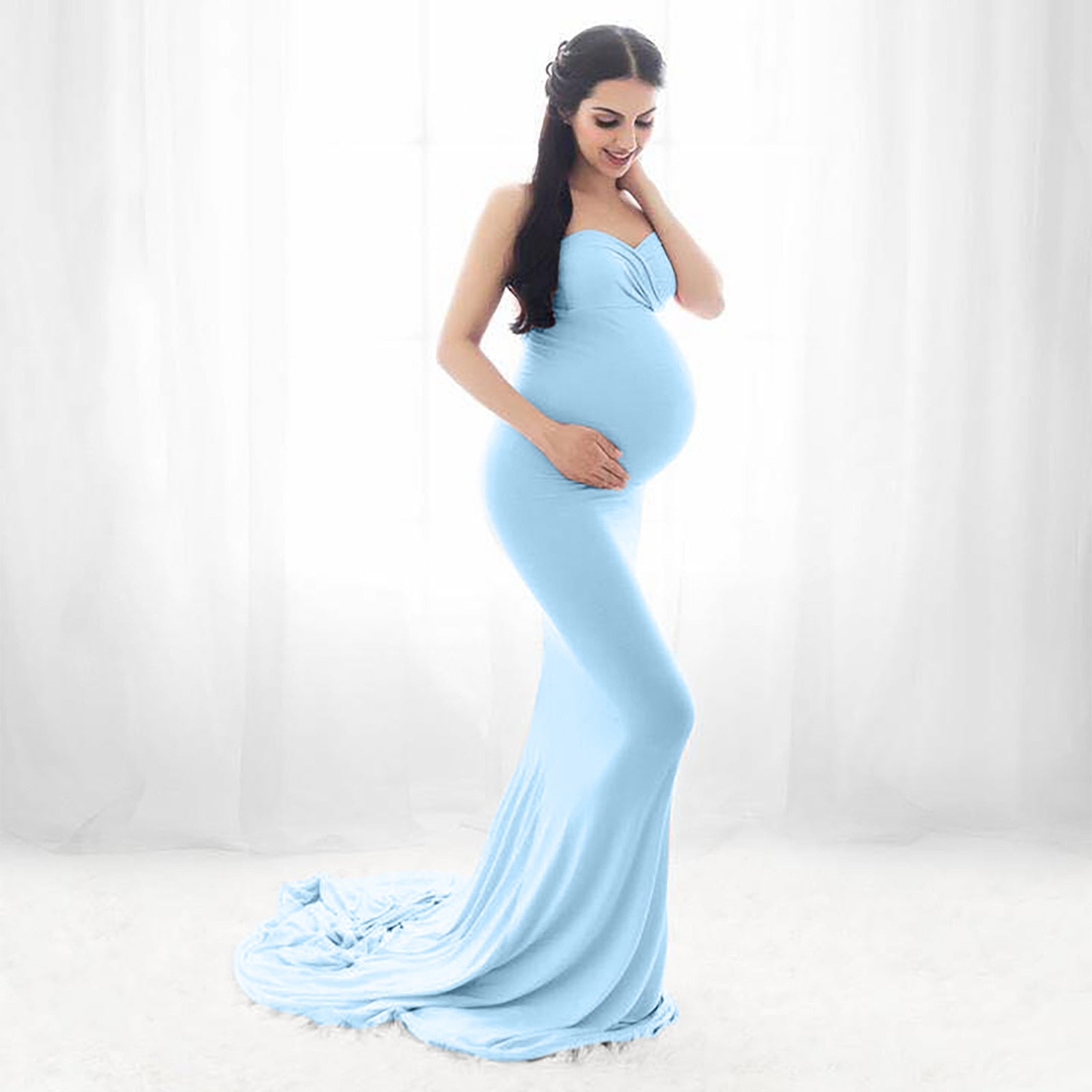 New 2023 Women Pregnant Dress Sexy Sleeveless Strapless Dress For Photography P