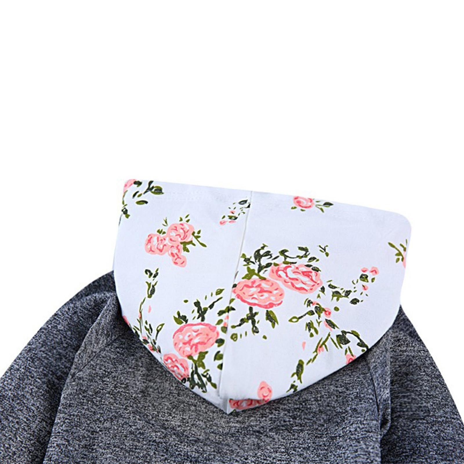Newborn Clothes Fall/Winter Girls Flower Hoodies Hooded Sweater Pants Cotton Outfits