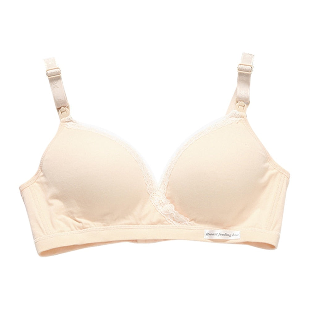 Jlong Cotton Breast Feeding Maternity Nursing Bra Pregnant Wire Free Front Button Open Bra Mothers Underwear Clothing