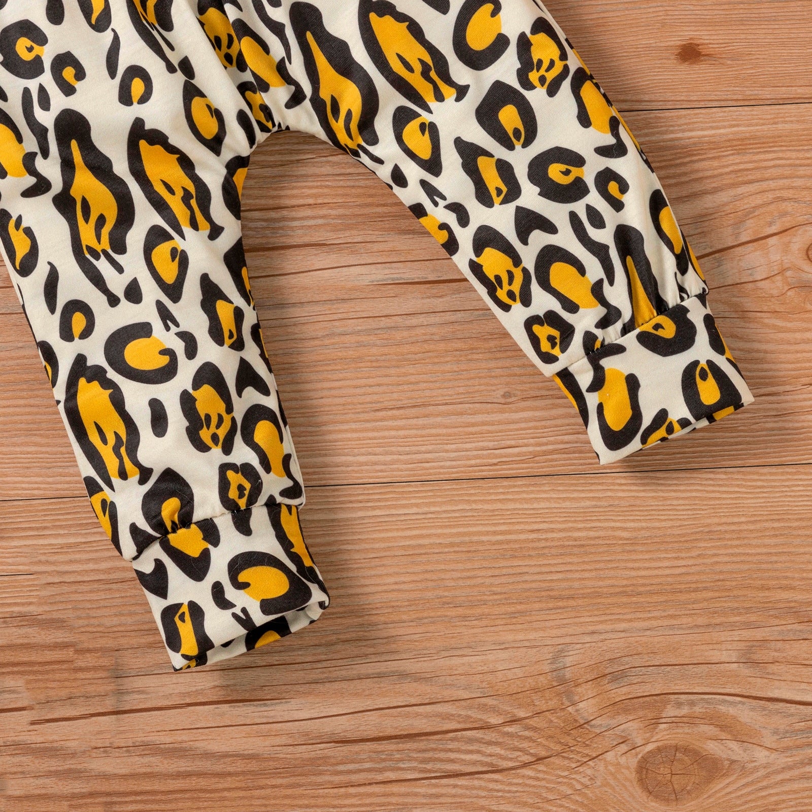 3PCS Baby Girls Outfit Solid Ruffle T-shirt Tops+ Leopard Pants Outfit