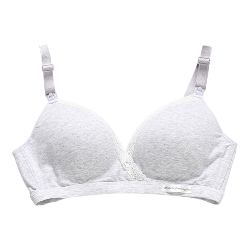 Jlong Cotton Breast Feeding Maternity Nursing Bra Pregnant Wire Free Front Button Open Bra Mothers Underwear Clothing