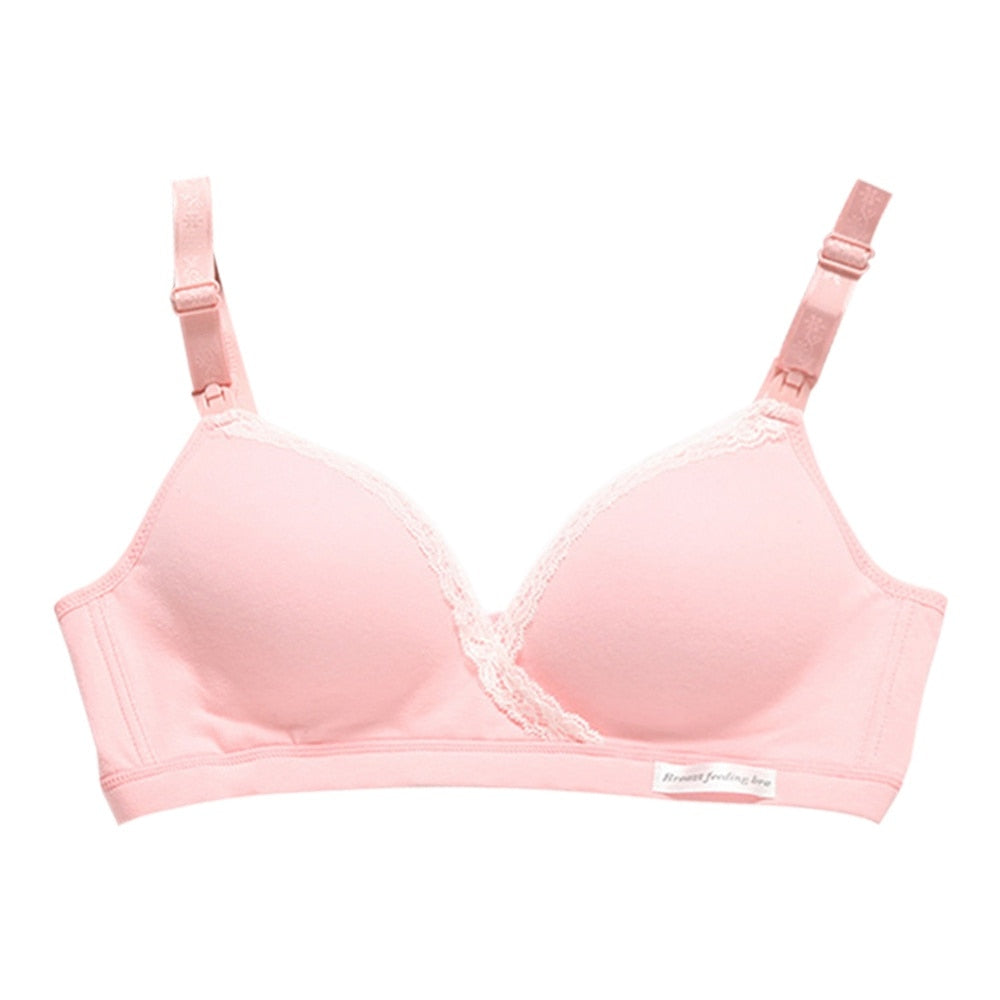 Jlong Cotton Breast Feeding Maternity Nursing Bra Pregnant Wire Free Front Button Open Bra Mothers Underwear Clothing