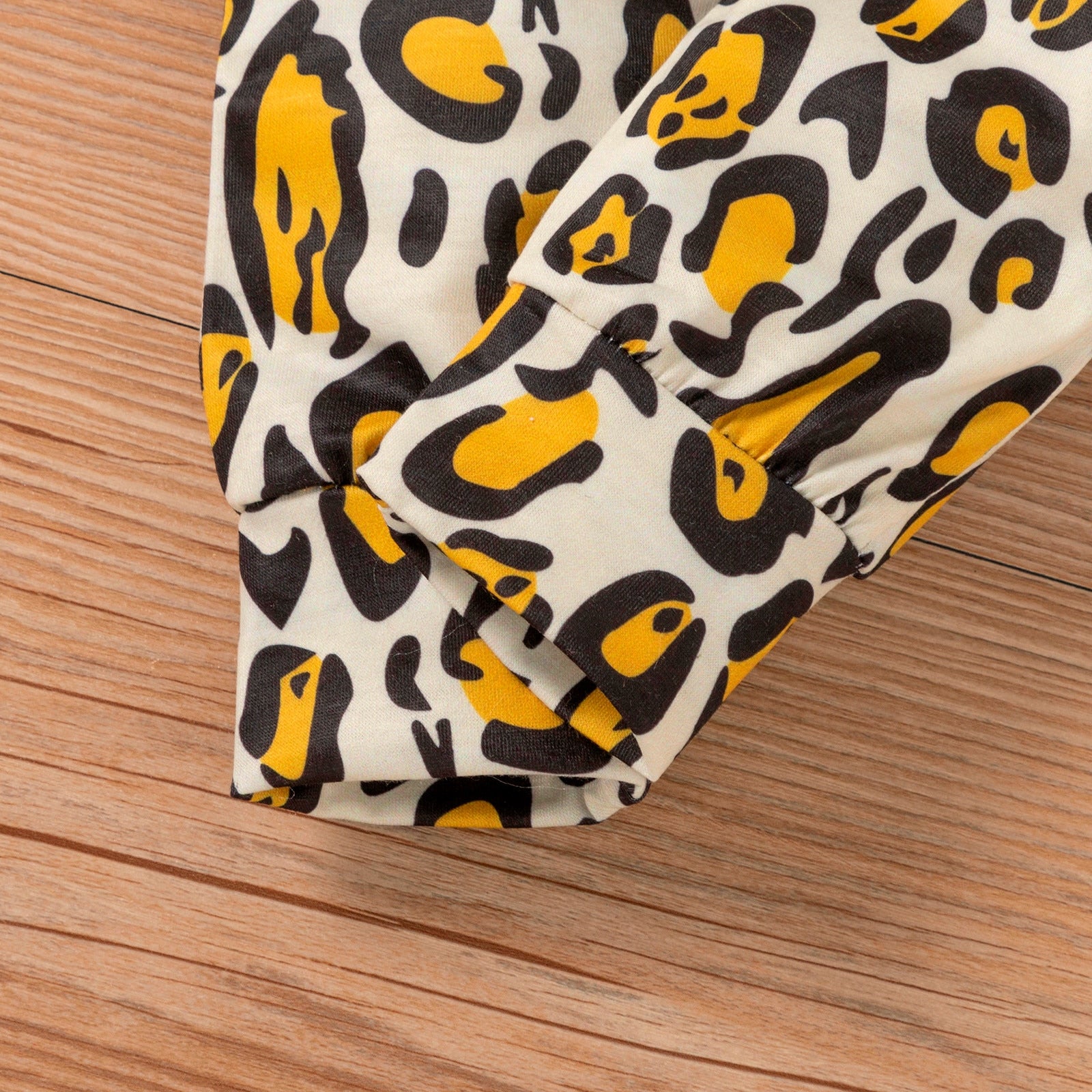 3PCS Baby Girls Outfit Solid Ruffle T-shirt Tops+ Leopard Pants Outfit