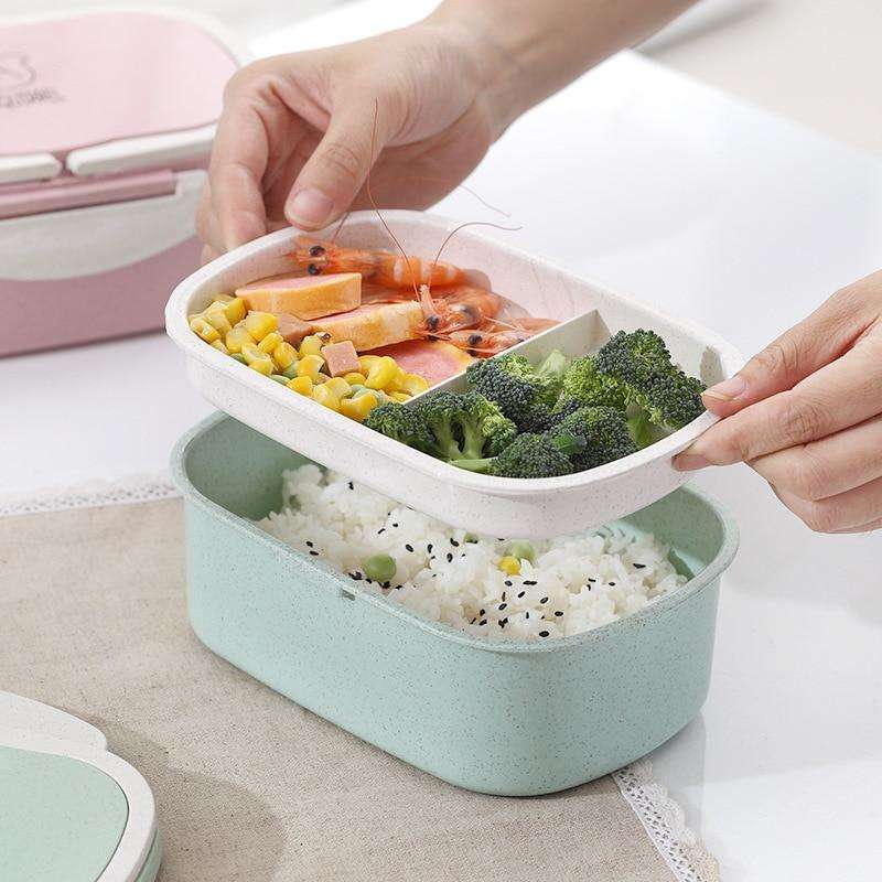 Portable Lunch Box for Kids Bento wheat straw with