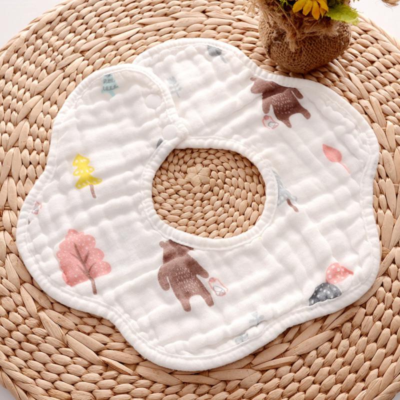 1pcs Baby Bibs 6 Layers Gauze Muslin Baby Bibs Burp Cloth 360° Rotation Bibs For Infant Baby Cartoon Saliva Towel Accessories