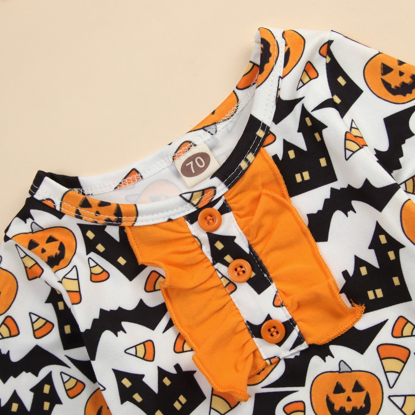 0-2 Years Newborn Infant Baby Girls Halloween Romper Pumpkin Print Outfits