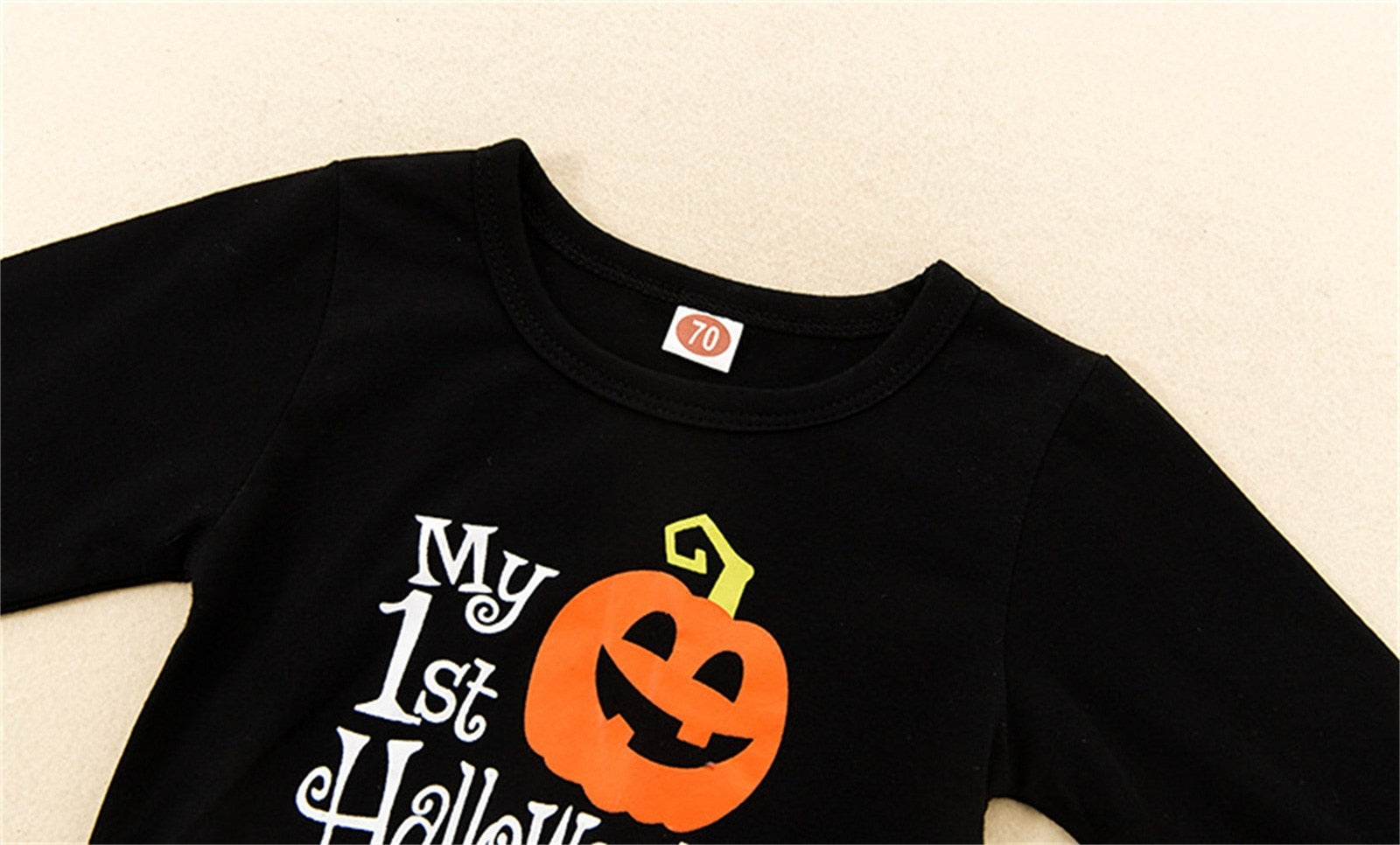 Newborn Infant Unisex Halloween Pumpkin Outfits Long Sleeve Romper Tops, Long Pants, Hats outfit