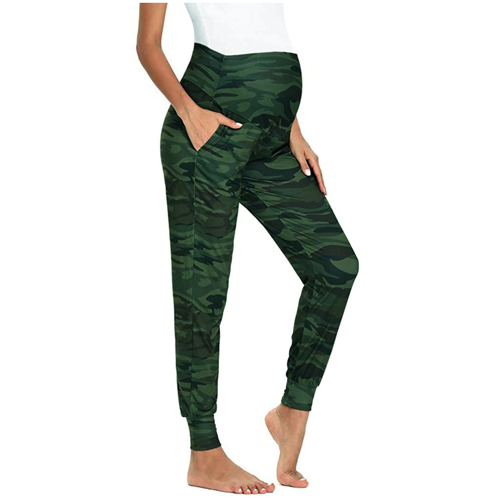 Maternity Women Camouflage Pants, Stretchy Comfortable Pants High Waist Slim Maternity Leggings
