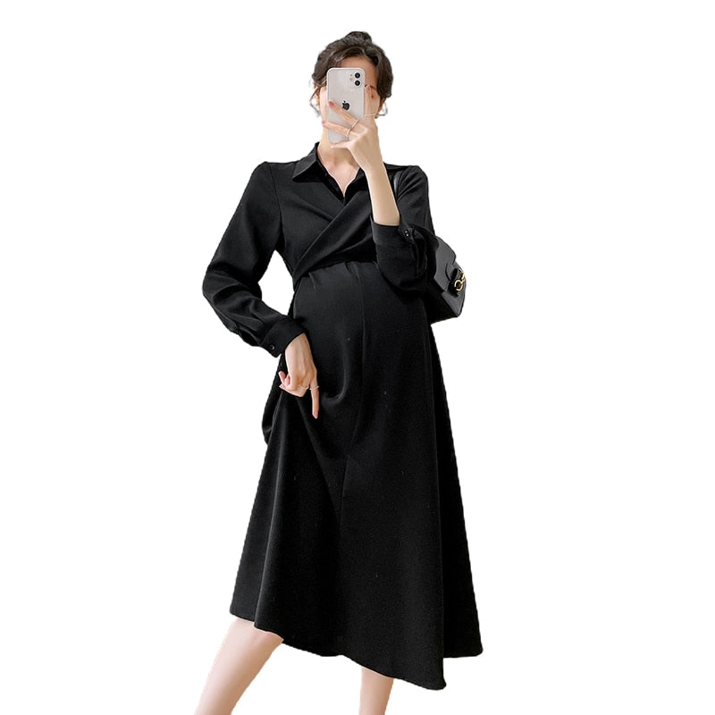 2023 New Fashion Maternity Long Party Dress Elegant. A Line Slim Clothes for Pregnant Women