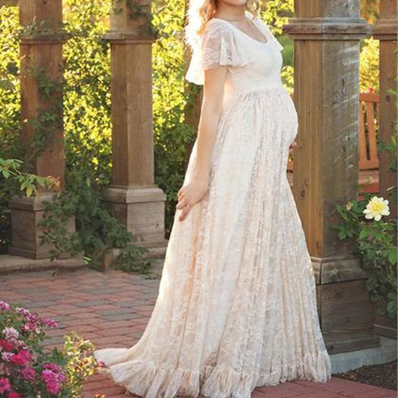 Maternity Dress For Pregnant Women Photography, Short sleeve lace Dress