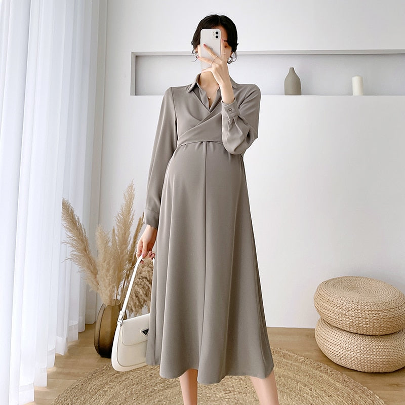 2023 New Fashion Maternity Long Party Dress Elegant. A Line Slim Clothes for Pregnant Women