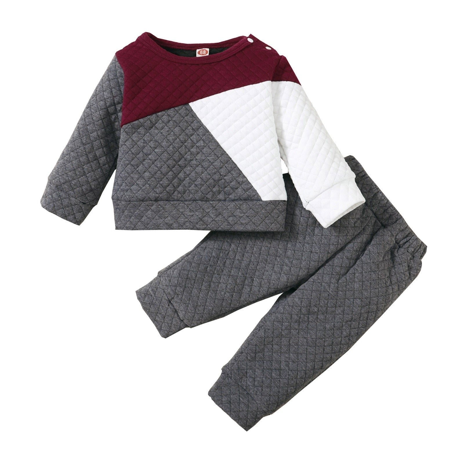Toddler Boys Winter Long Sleeve Patchwork Colors Tops Pants 2PCS Outfit