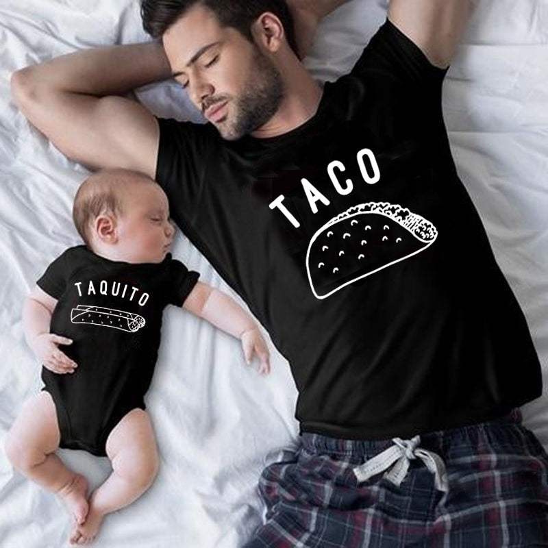 Taco Family Matching Clothes Tshirt Baby Bodysuit Kids Tshirt Family Look Father Son Family Clothes