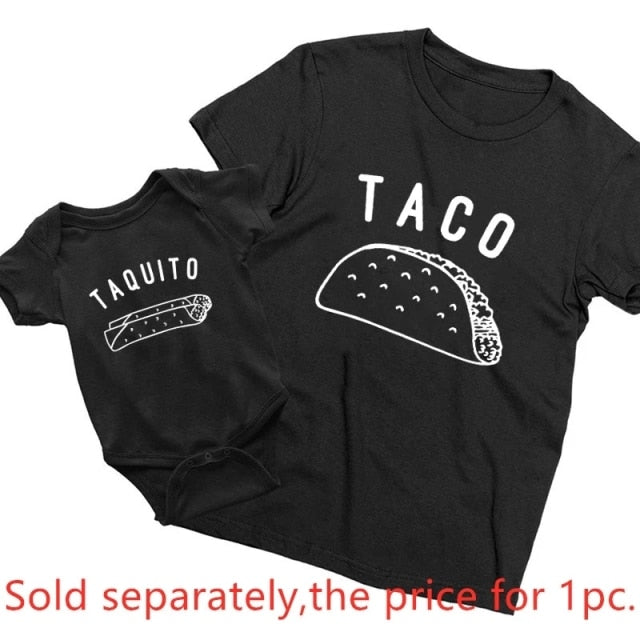 Taco Family Matching Clothes Tshirt Baby Bodysuit Kids Tshirt Family Look Father Son Family Clothes