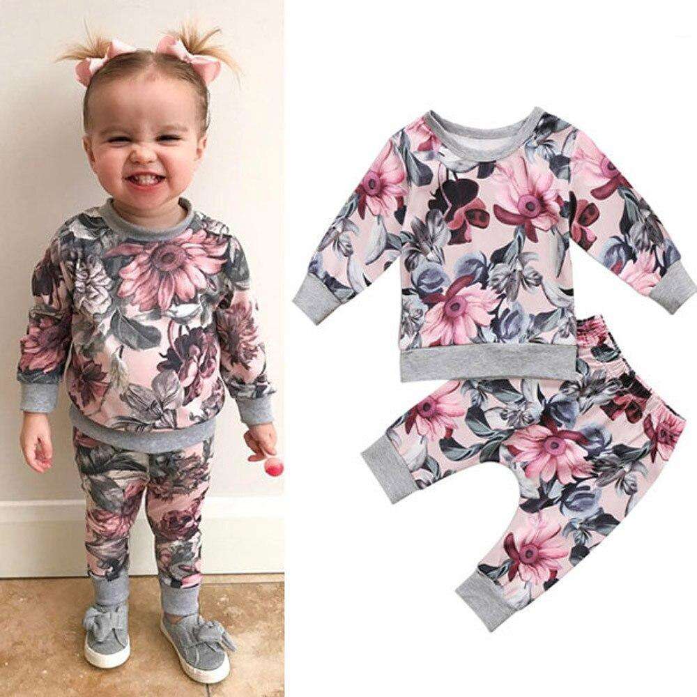 Toddler Girl 2 Piece Floral Sweatshirt & Pants