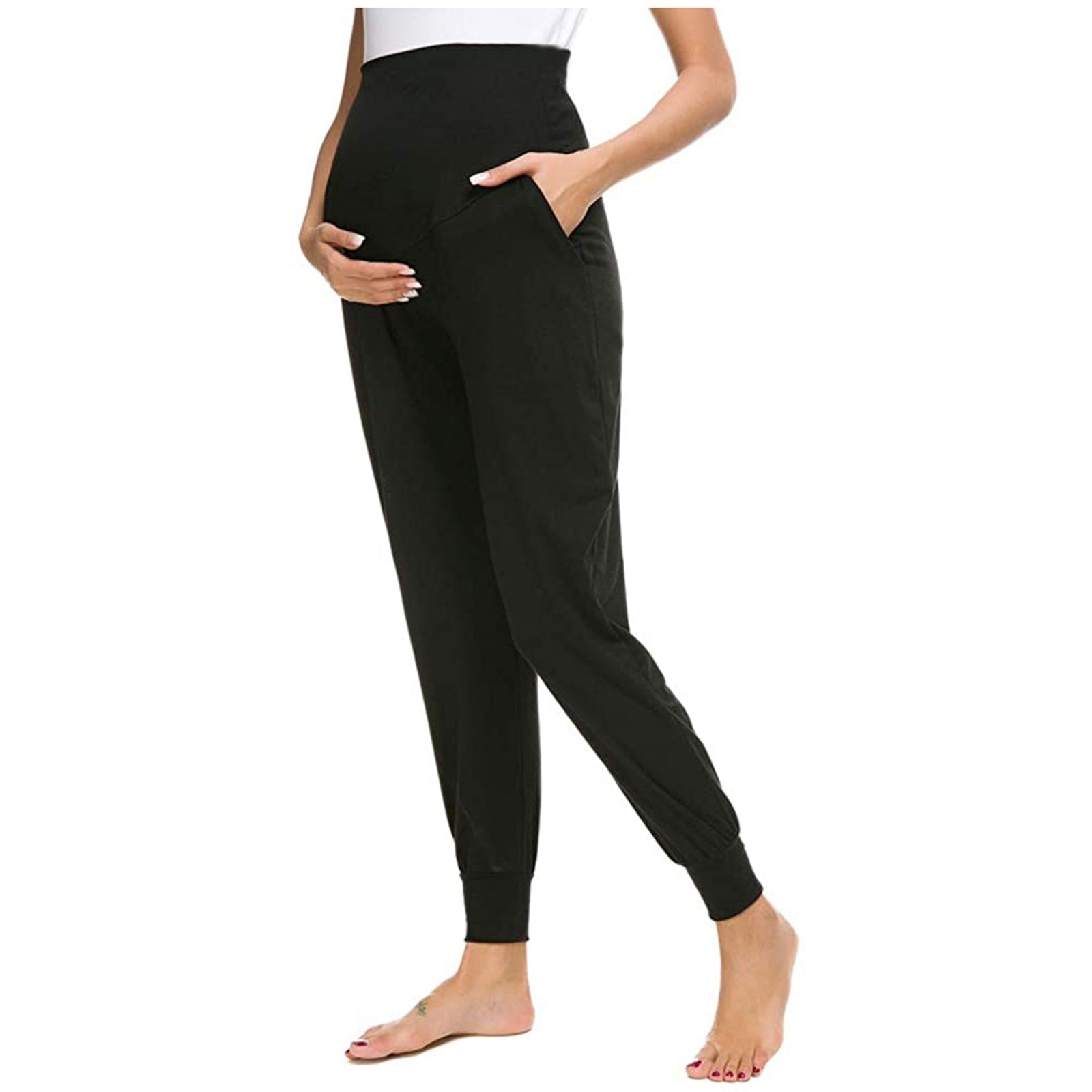 Loose Leggings Women Maternity Clothes Women&#39;s Solid Color Casual Pants Stretchy Comfortable Elastic