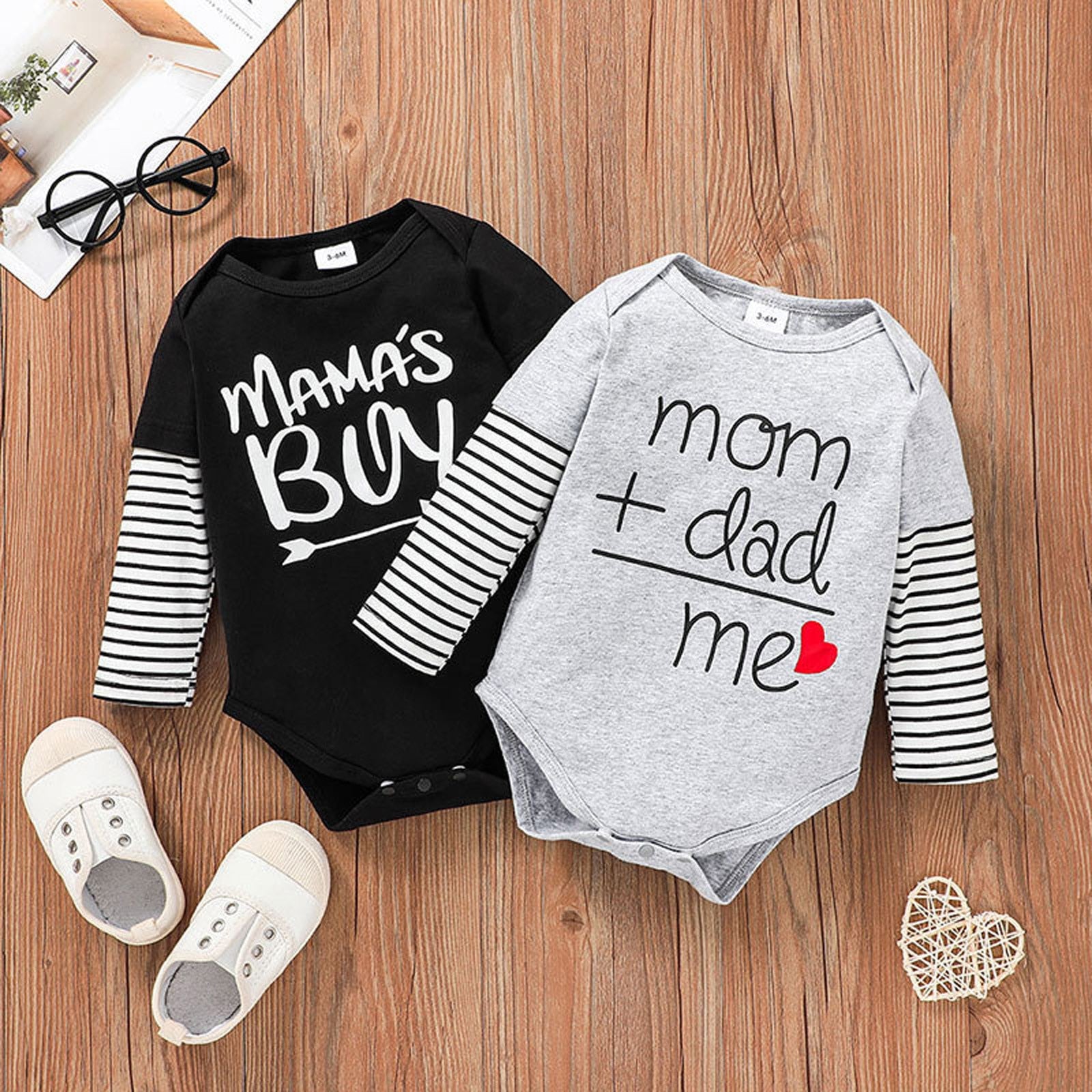 Newborn Infant Romper Unisex Letter Printed long sleeve Romper