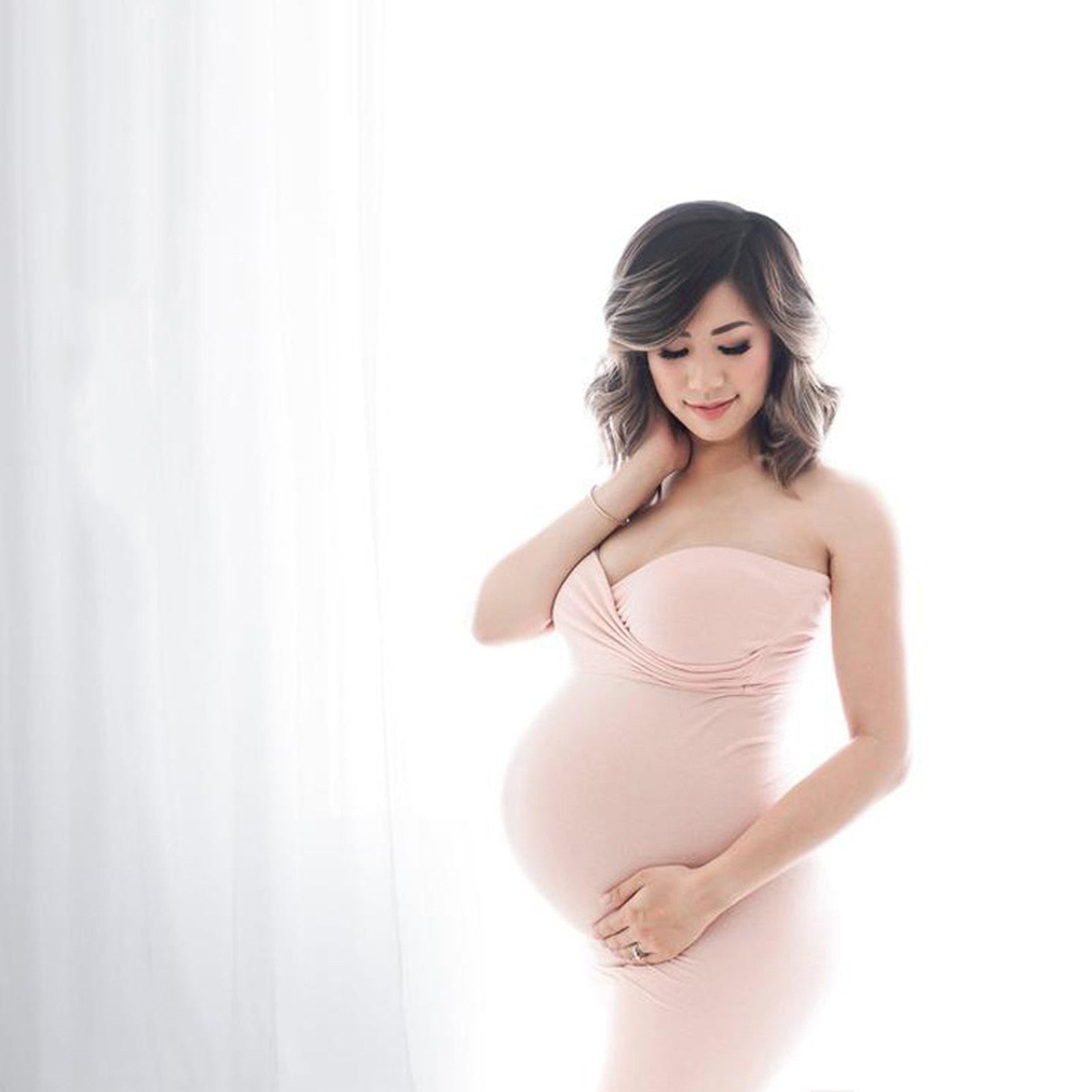 New 2023 Women Pregnant Dress Sexy Sleeveless Strapless Dress For Photography P