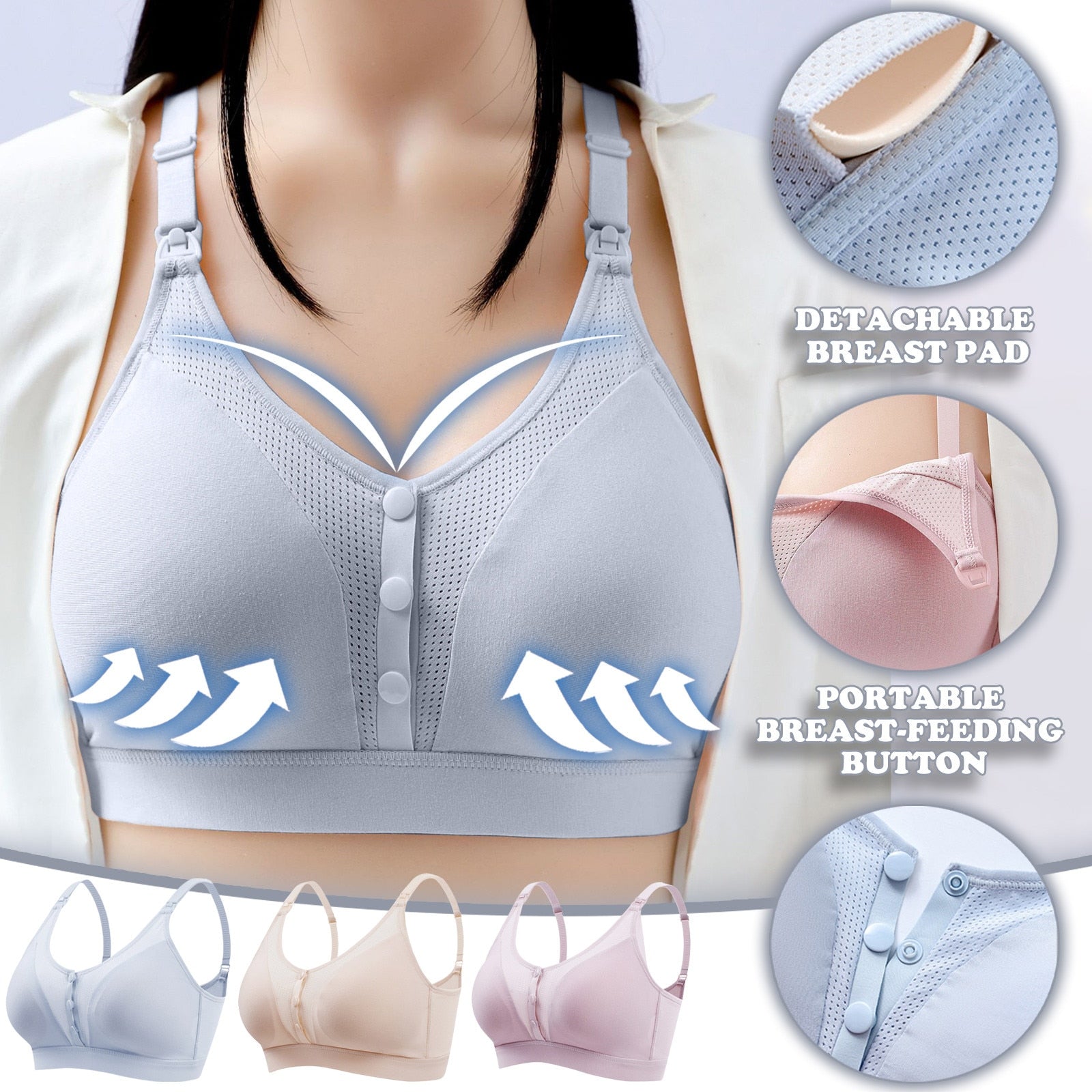 Maternity Bra Front Open Breast-feeding Bra Solid Color Button Soft Underwear Nursing Bras Maternity &amp; Nursing Bras