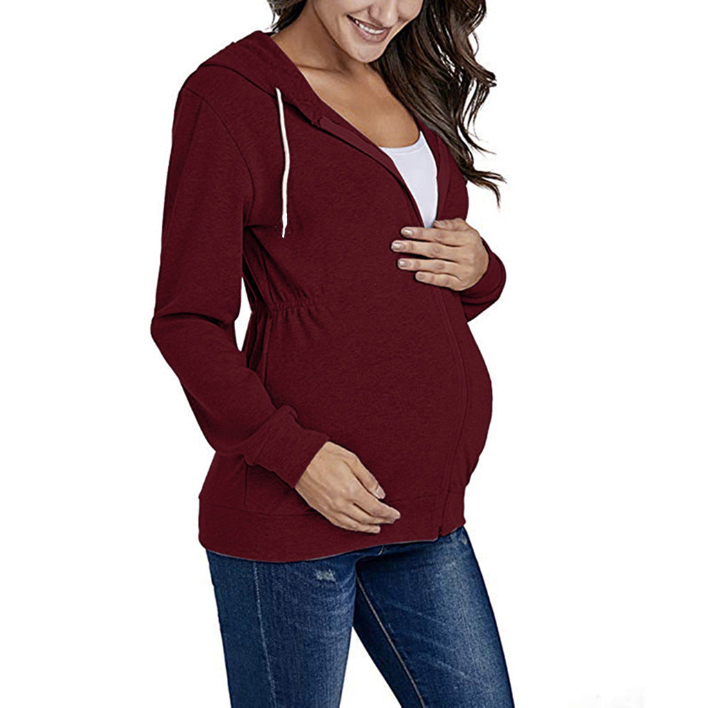 Jacket for Pregnant Women Maternity Hoodie Sweatshirt Pregnancy Clothes Pregnant Women Breastfeeding Hooded Zipper Jacket Top