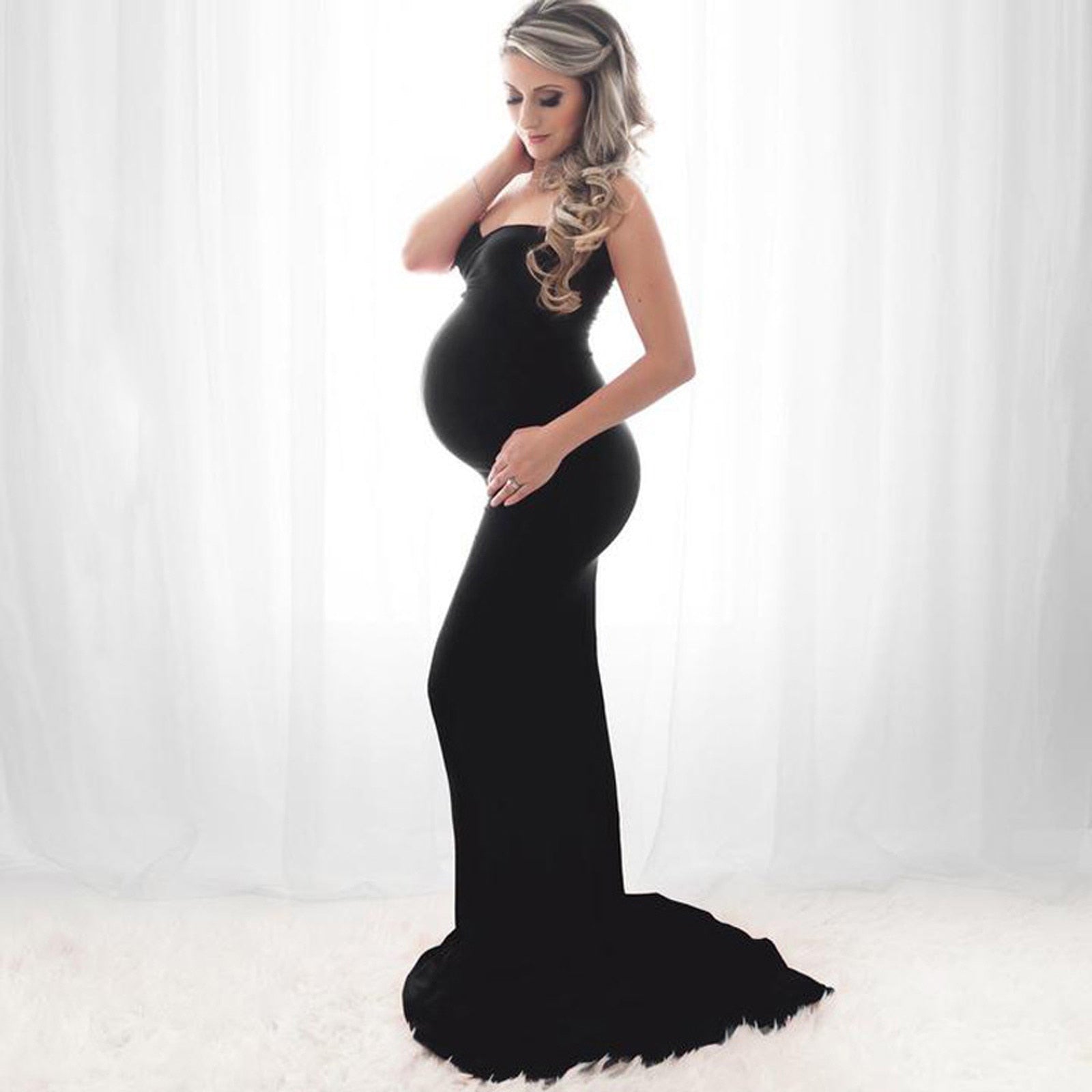 New 2023 Women Pregnant Dress Sexy Sleeveless Strapless Dress For Photography P