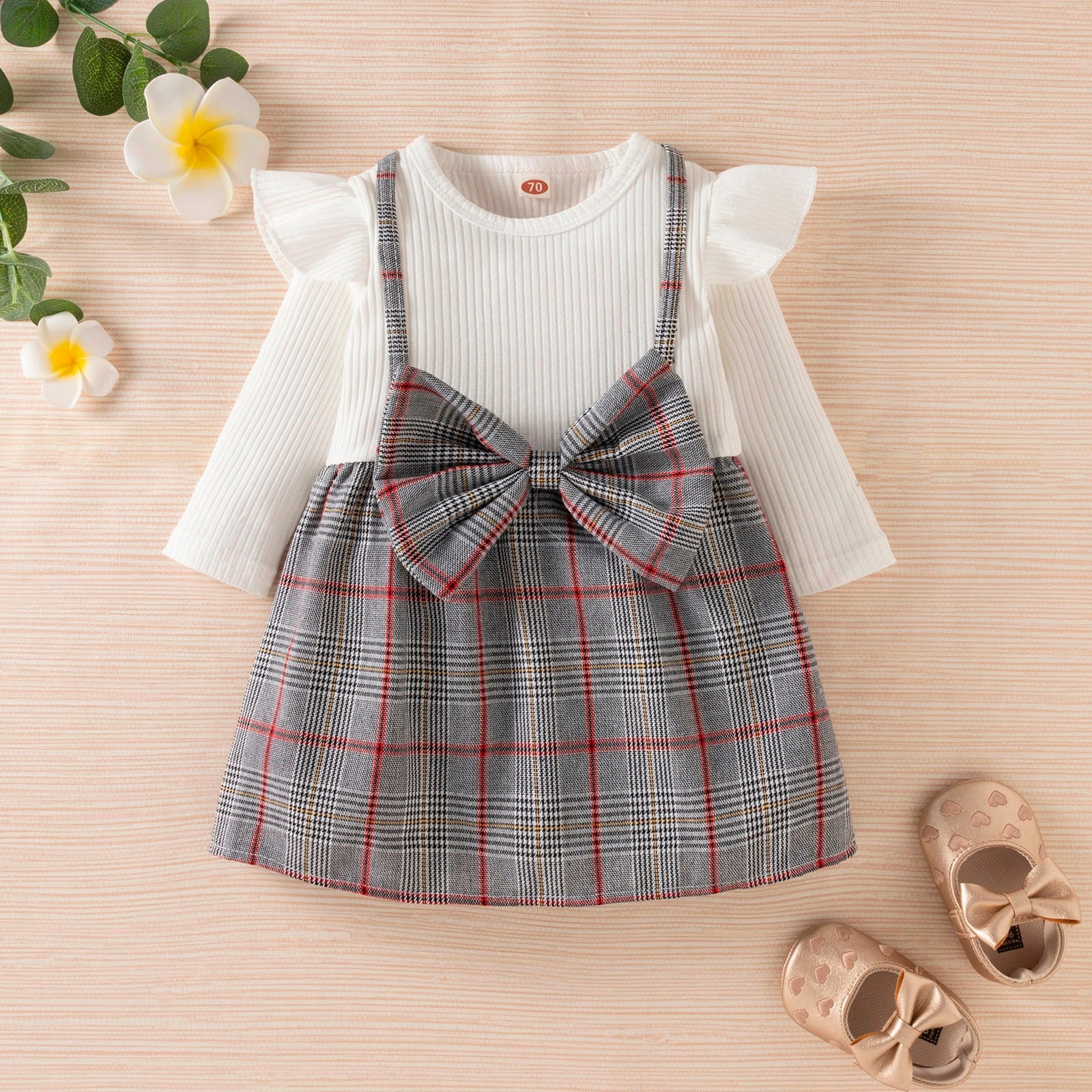 New 2023-Newborn Infant Baby Girls Long Sleeve Bowknot A-Line Princess Dress Outfit