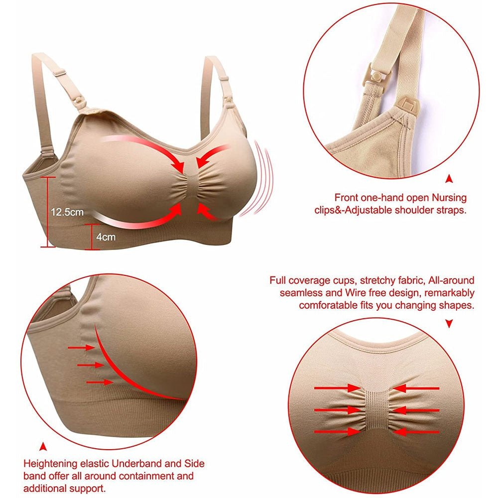 Womens Maternity Nursing Bra Maternal Seamless Clip Down Push Up