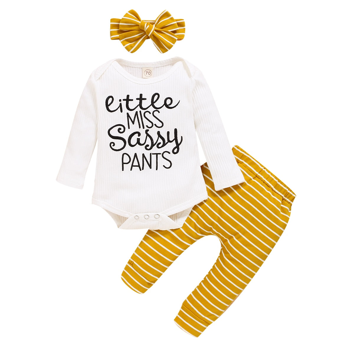 3PCS Newborn Baby Girl Fall/Winter Letter Printed Long Sleeve Romper