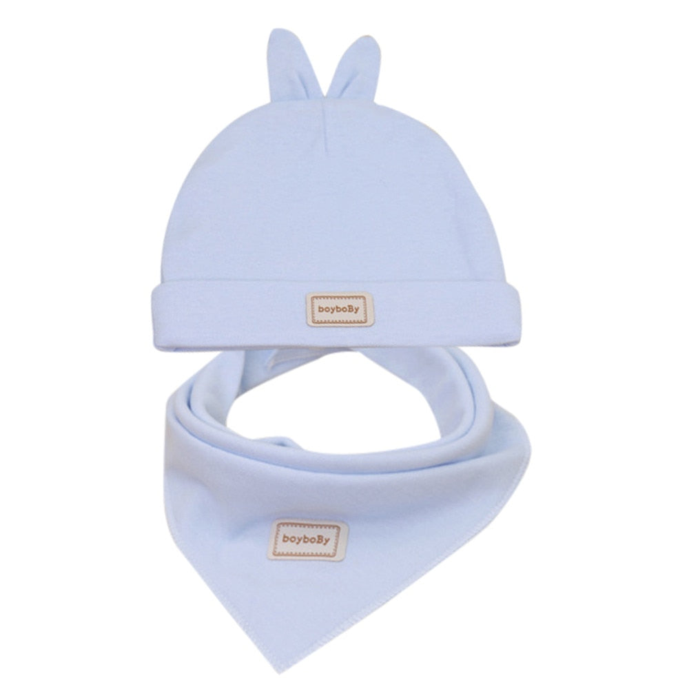 2PCS Toddler Baby Bibs Set Kids Bibs Saliva Towel+Soft Combination Headband Rabbit Hat Outfit Baby Stuff Baberos Bebes Bavoir