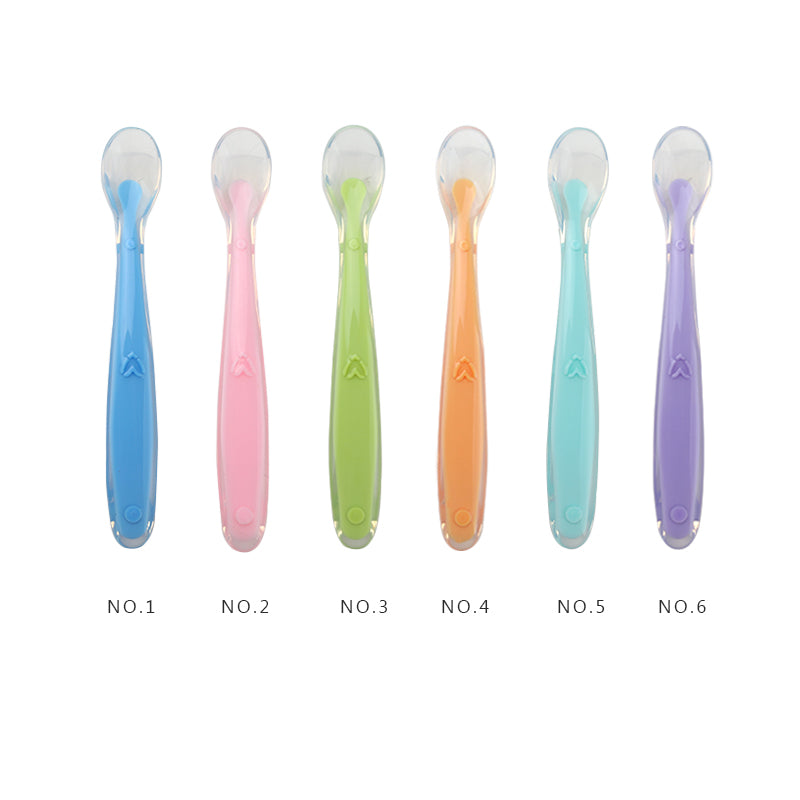 Hot Sale Baby Soft Silicone Spoon Candy Color Temperature Sensing Spoon Children Food Baby Feeding Tools