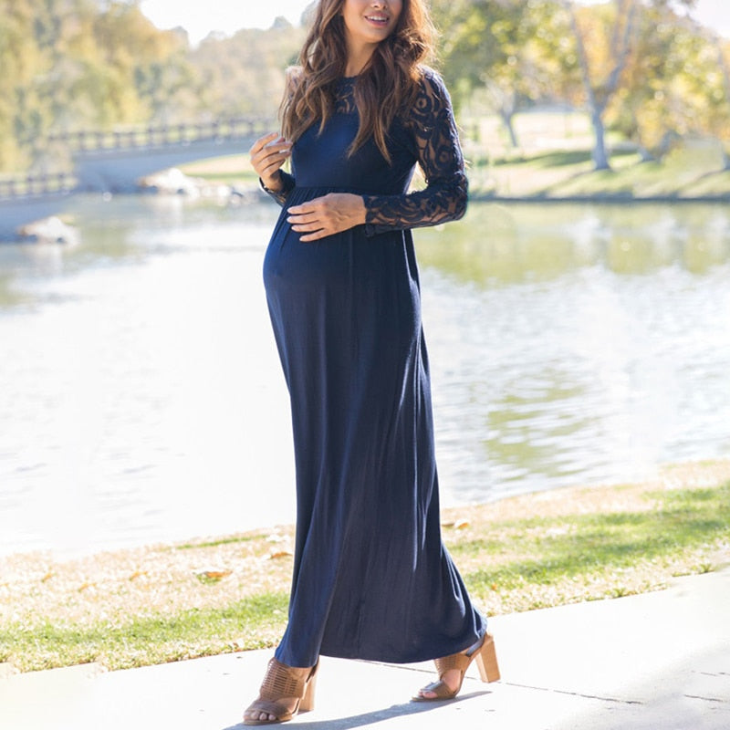 Long Maternity Shoot Dress Pleated Pregnancy Photography Dresses Split Side Maxi Maternity Gown Photo Prop For Pregnant Women