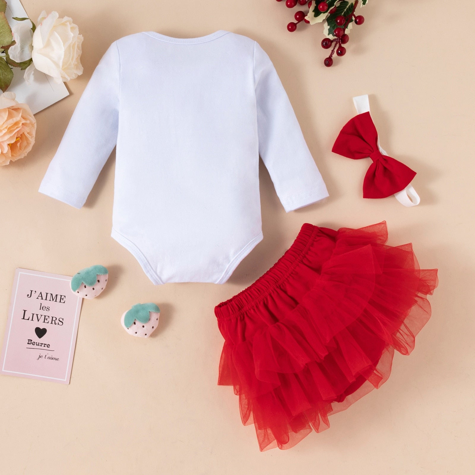 First Valentines Day Outfits Newborn Infant Baby Girl  Long Sleeve Romper set