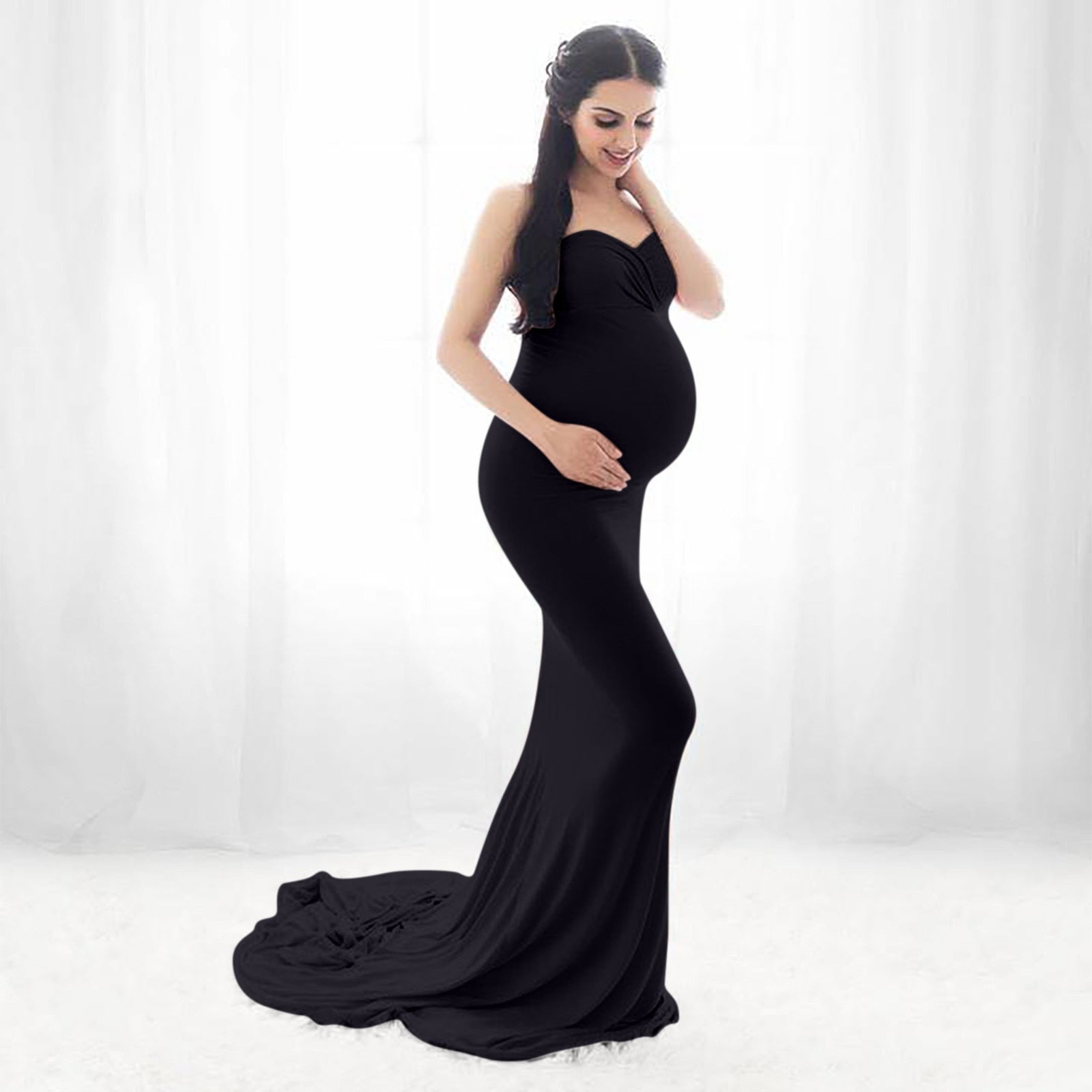 New 2023 Women Pregnant Dress Sexy Sleeveless Strapless Dress For Photography P