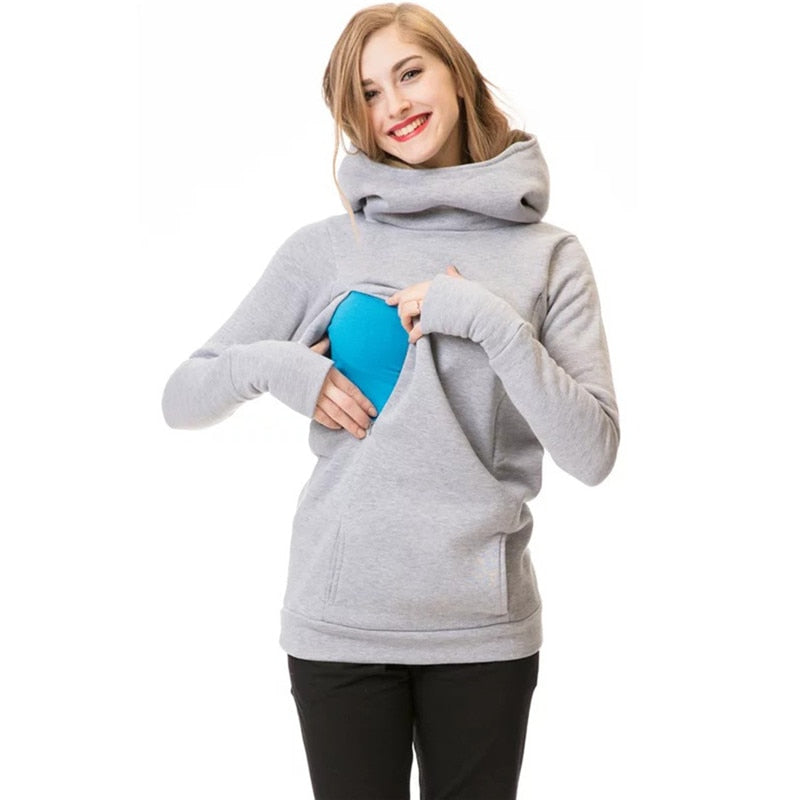 Maternity Sweatshirt Women Nursing Maternity Long Sleeves Hooded Breastfeeding Hoodie for Fall/Winter.