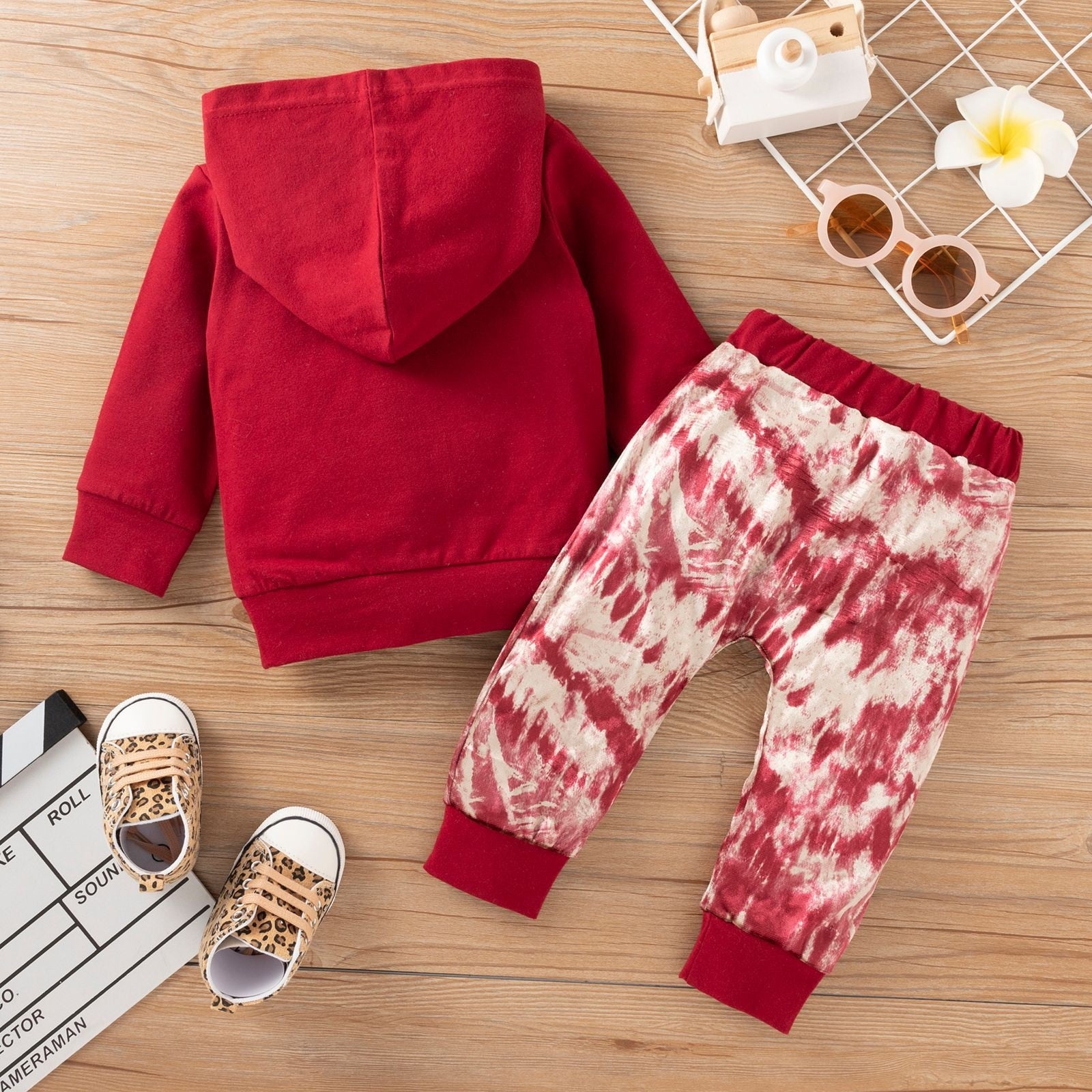 Winter Infant Unisex Clothing Set Solid Hooded Sweatshirt +Pants Infant Outfit