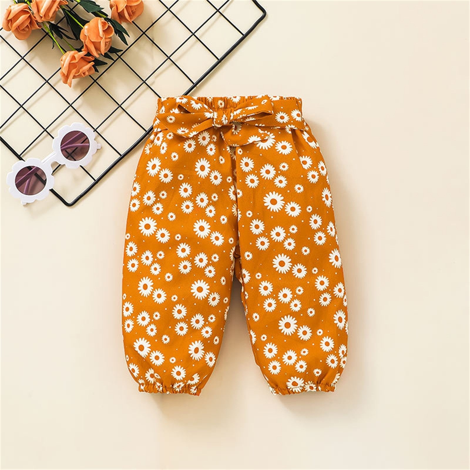 3PCS Newborn Infant girl Fall/Winter Romper Tops+ Floral Pants+Bowknot Headband Outfits