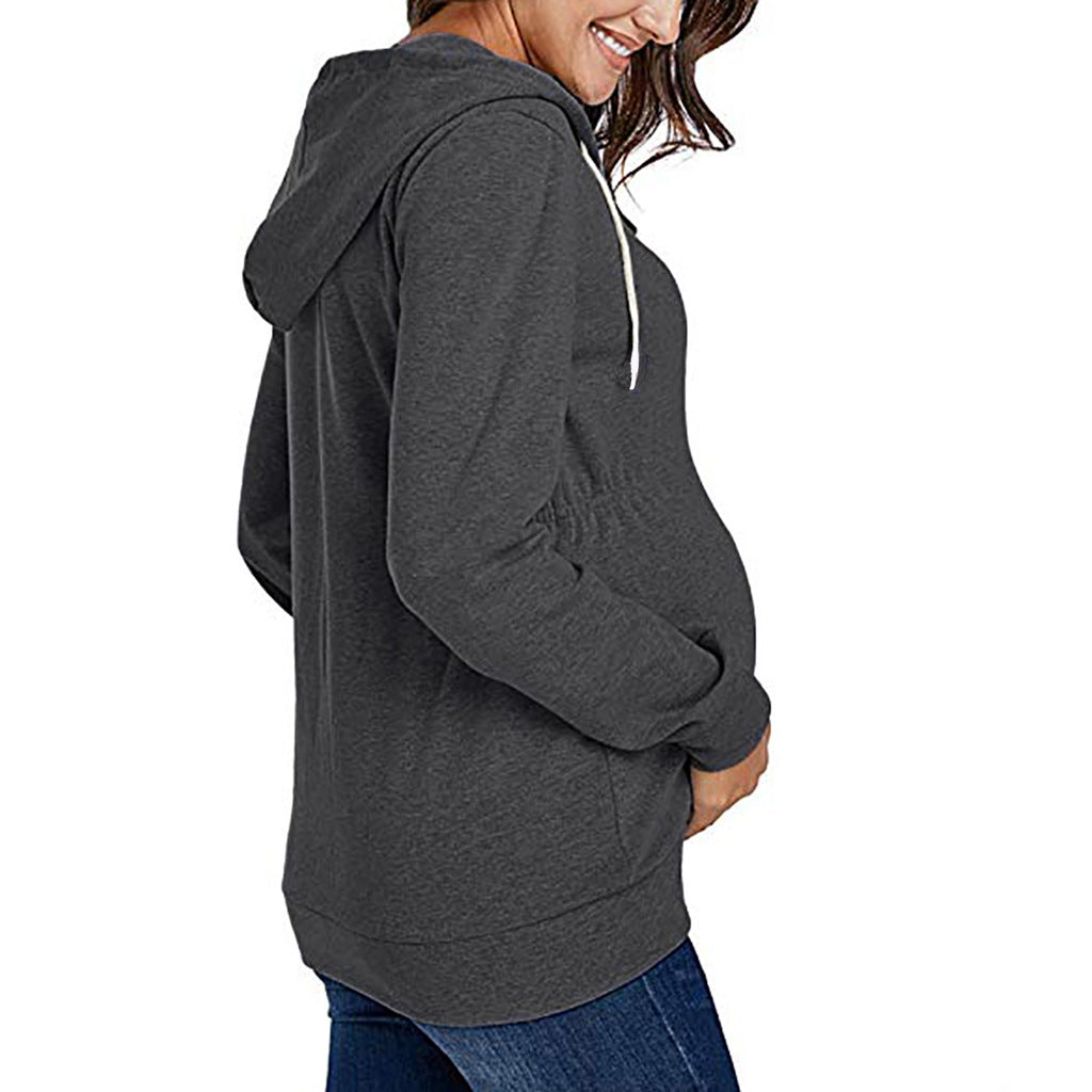 Jacket for Pregnant Women Maternity Hoodie Sweatshirt Pregnancy Clothes Pregnant Women Breastfeeding Hooded Zipper Jacket Top