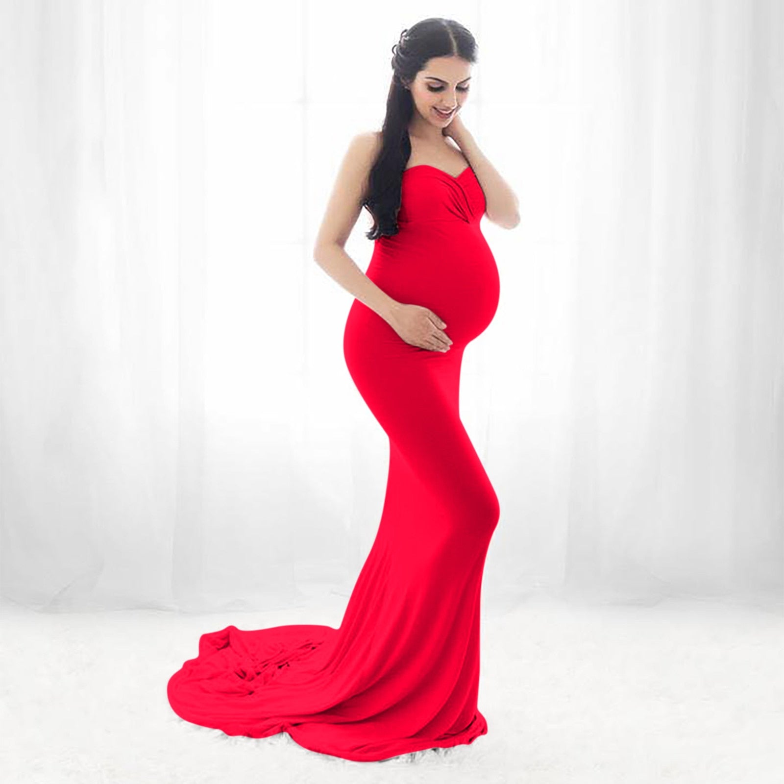 New 2023 Women Pregnant Dress Sexy Sleeveless Strapless Dress For Photography P