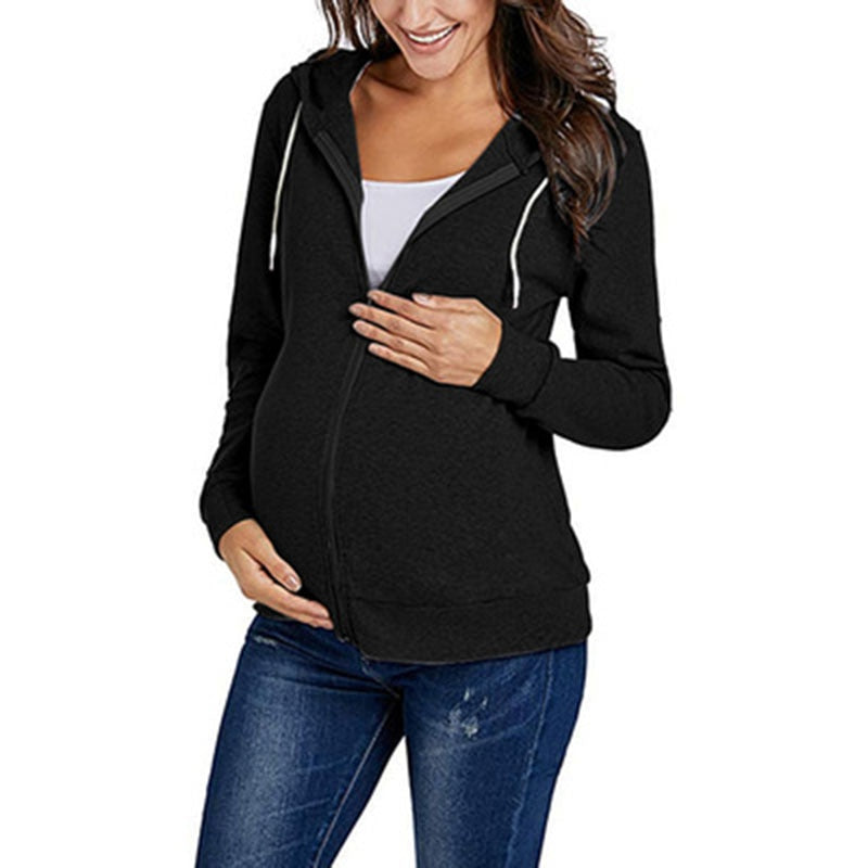 Jacket for Pregnant Women Maternity Hoodie Sweatshirt Pregnancy Clothes Pregnant Women Breastfeeding Hooded Zipper Jacket Top