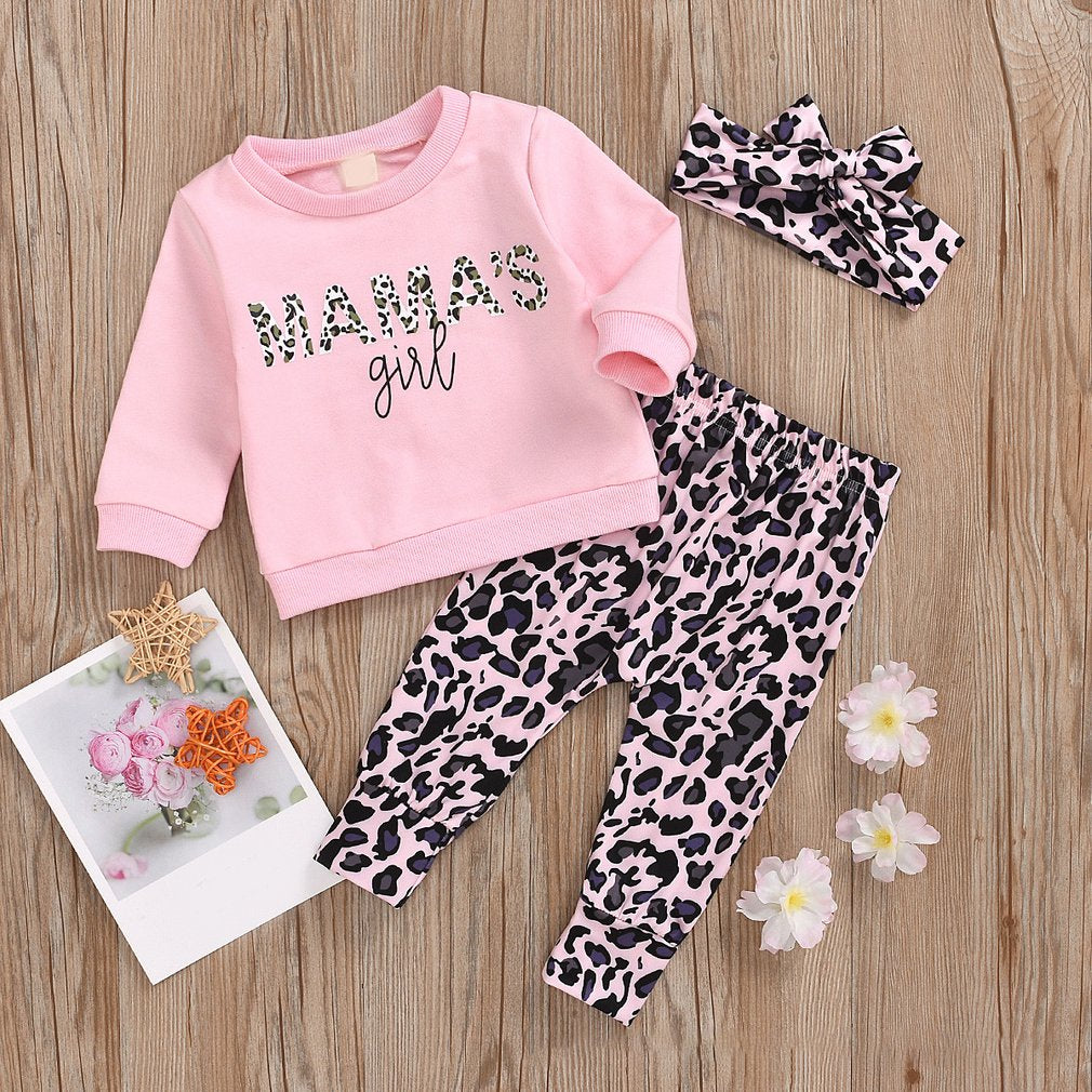 Infant Girls 3PCS Fall/Winter Newborn Pants Trousers Headband Outfit