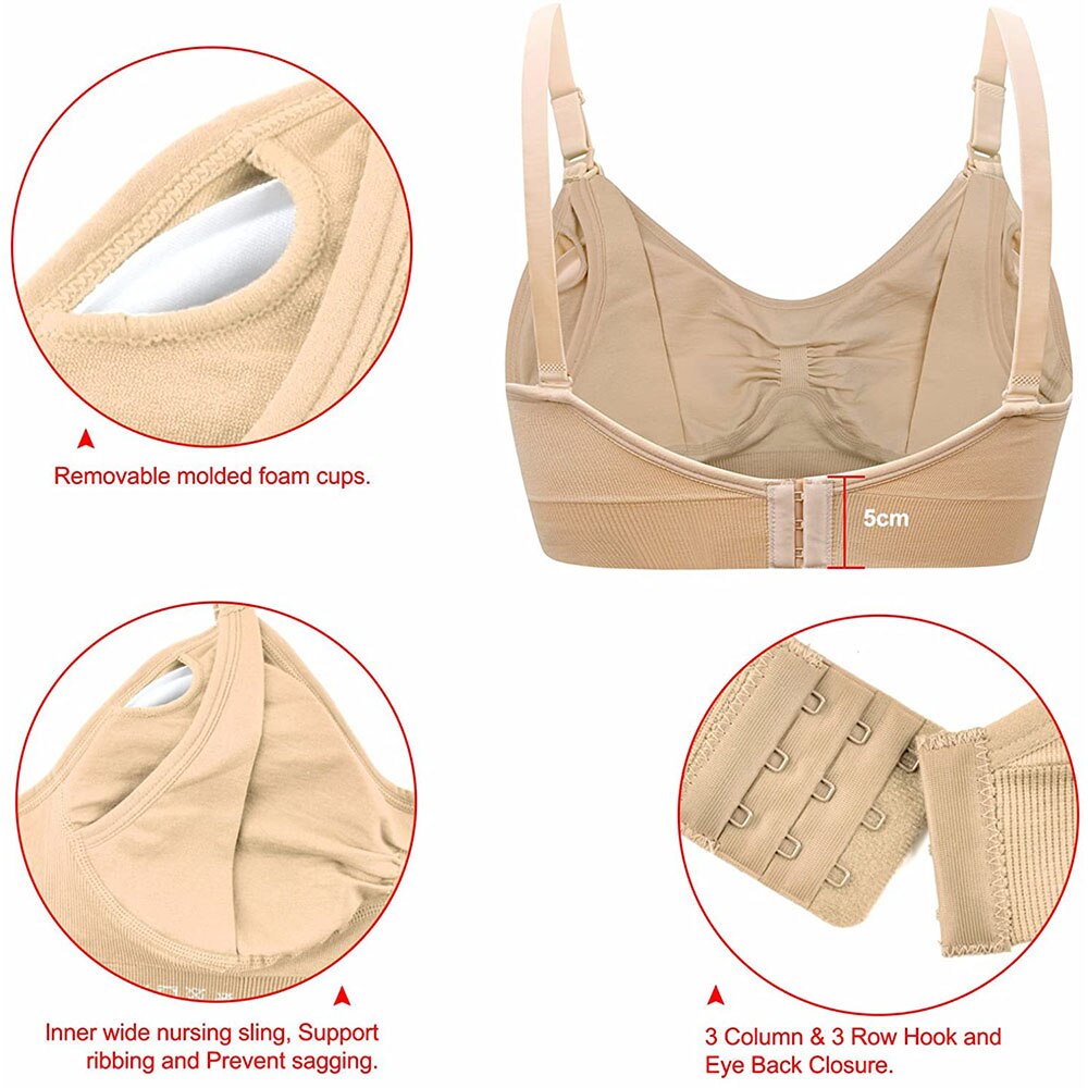 Womens Maternity  Nursing Bra Maternal Seamless Clip Down Push Up Sleeping Bralette for Breastfeeding Underwear