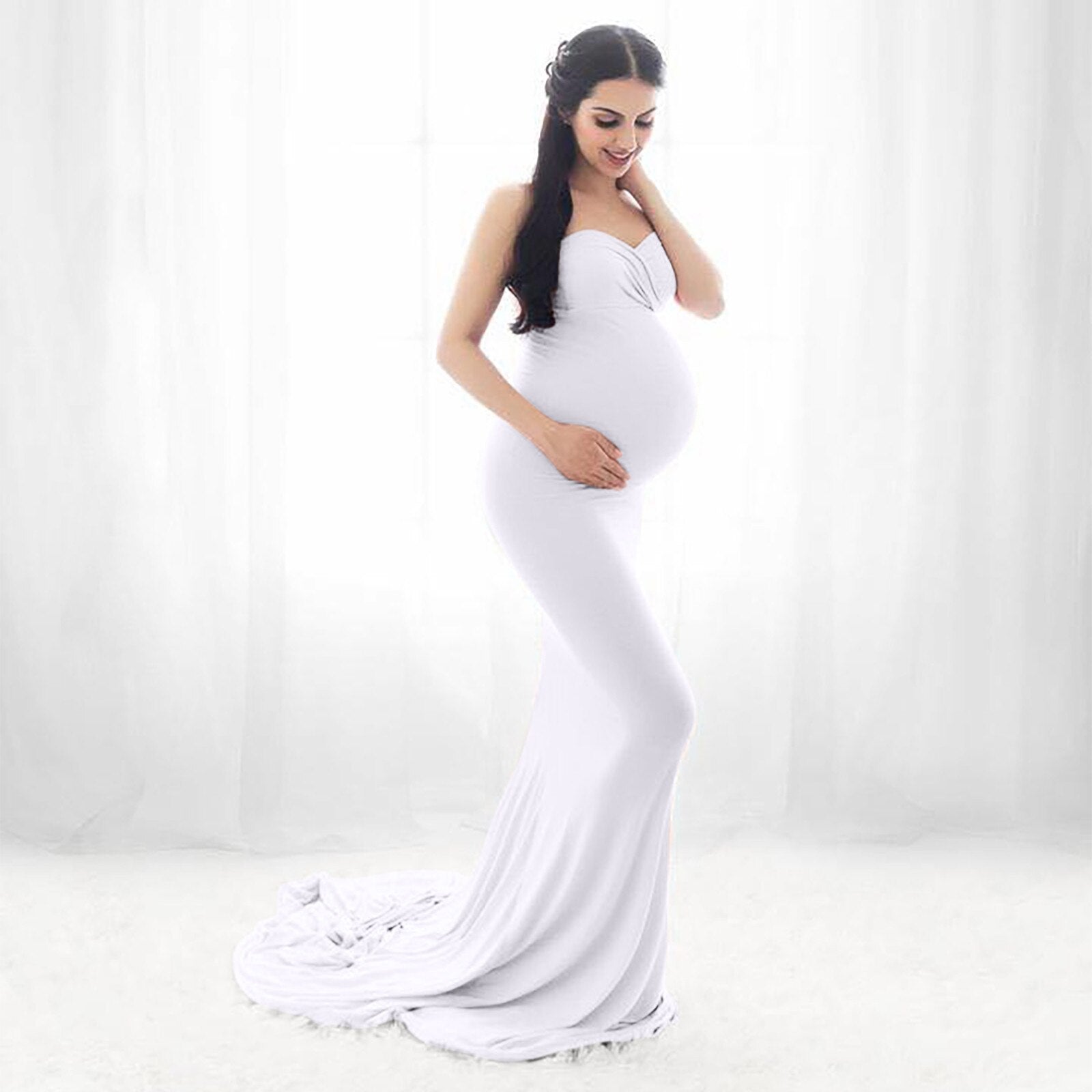 New 2023 Women Pregnant Dress Sexy Sleeveless Strapless Dress For Photography P