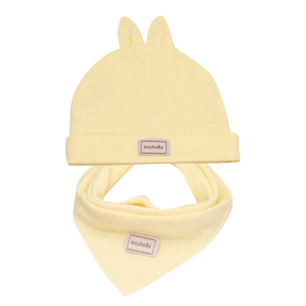 2PCS Toddler Baby Bibs Set Kids Bibs Saliva Towel+Soft Combination Headband Rabbit Hat Outfit Baby Stuff Baberos Bebes Bavoir