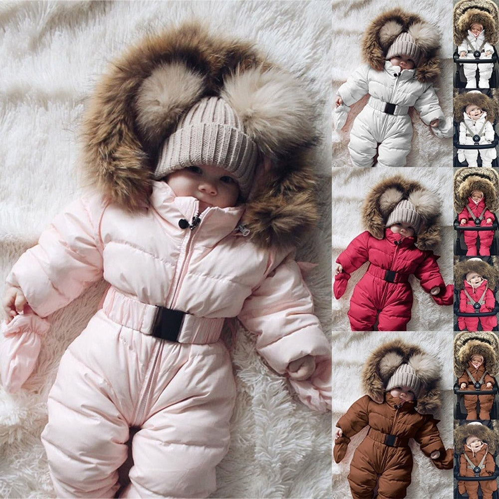 Winter Clothes Infant Baby Snowsuit Unisex Romper Hooded Jacket Warm Thick Coat Outfit