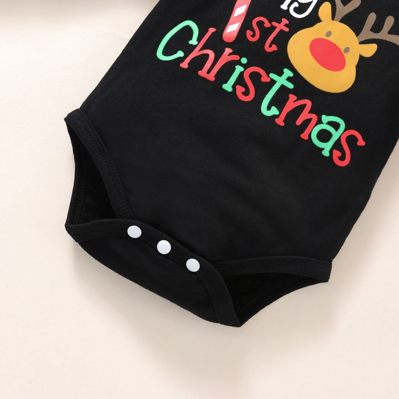 3pcs Infant Unisex Christmas Cartoon Deer Printed Romper Bodysuit+Pants+Hat Outfit