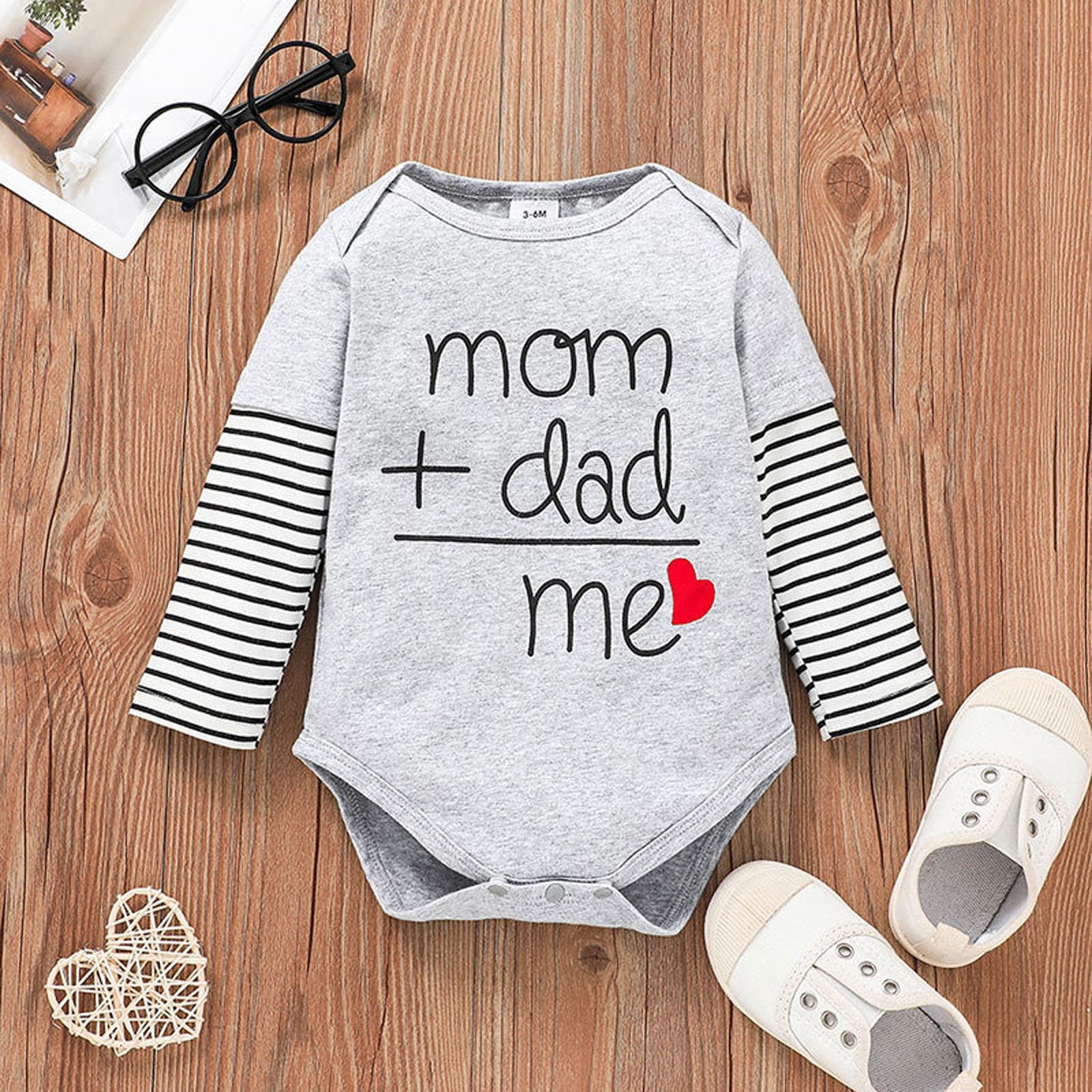 Newborn Infant Romper Unisex Letter Printed long sleeve Romper