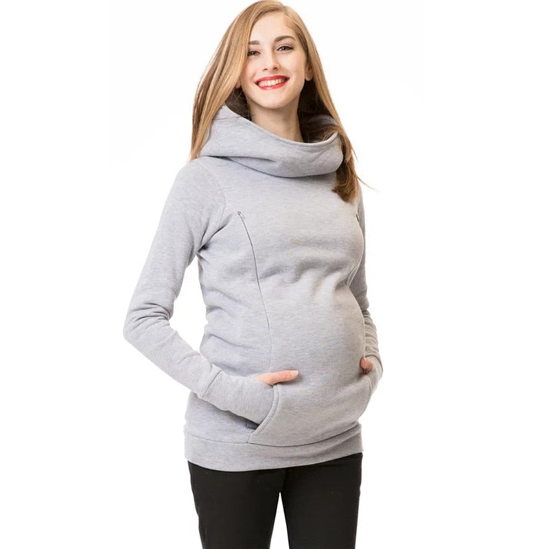 Maternity Sweatshirt Women Nursing Maternity Long Sleeves Hooded Breastfeeding Hoodie for Fall/Winter.