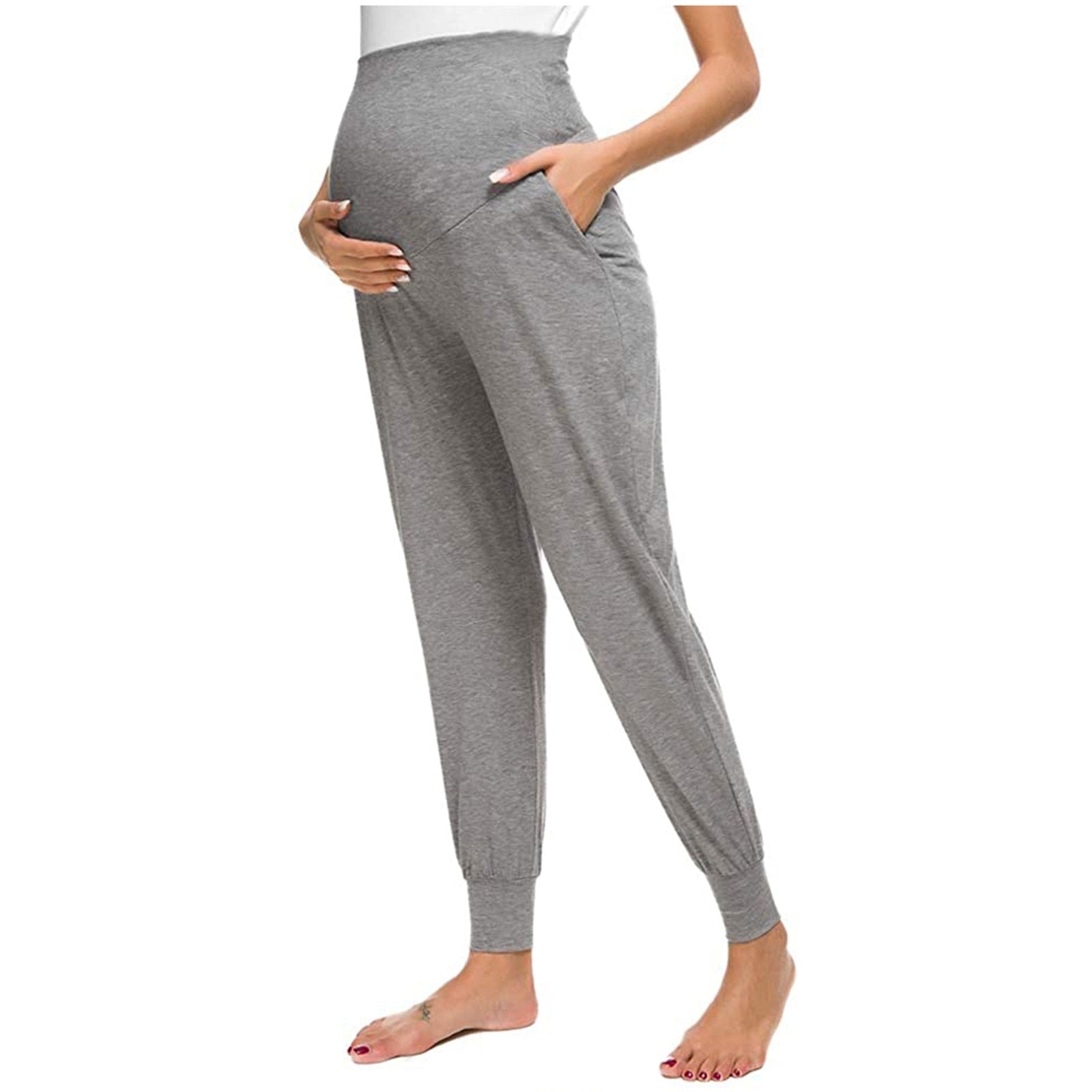 Loose Leggings Women Maternity Clothes Women&#39;s Solid Color Casual Pants Stretchy Comfortable Elastic